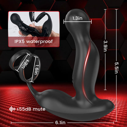 U-GONSER 3-IN-1 Prostate Massager With 11 Vibrations & Dual Penis Ring