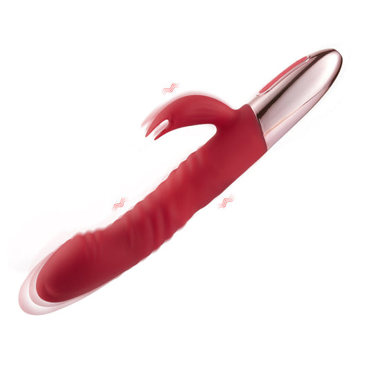 Acmejoy 3-IN-1 Retractable Burgundy Heated Vibrator