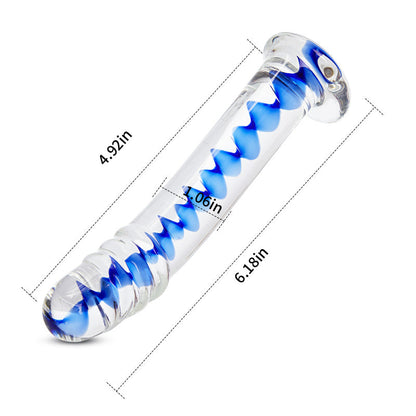 Acmejoy Frozen Sapphire Spiral Glass Dildo 6.18 Inch