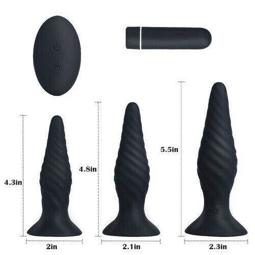 Remote 3PCS Vibration Training Kit Butt Plug