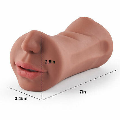 Acmejoy 7.4-Inch Three Channels  Lifelike Mouth Pussy Anus Pocket Pussy