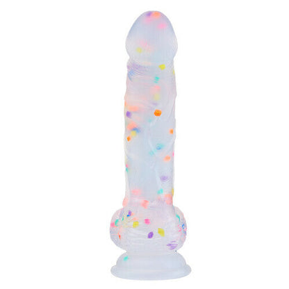 AcmeJoy Transparent Silicone Dildo with Colored Spots 8.07 Inch