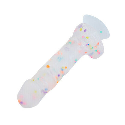 AcmeJoy Transparent Silicone Dildo with Colored Spots 8.07 Inch