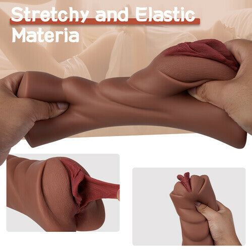 AcmeJoy Lifelike Pocket Pussy Soft and Durable Material Realistic Textured Vagina and Tight Anus 2 in 1 Holes