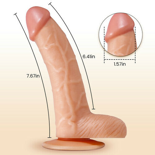 AcmeJoy - Upturned Design Silicone Dildo with Suction Cup 7.67In