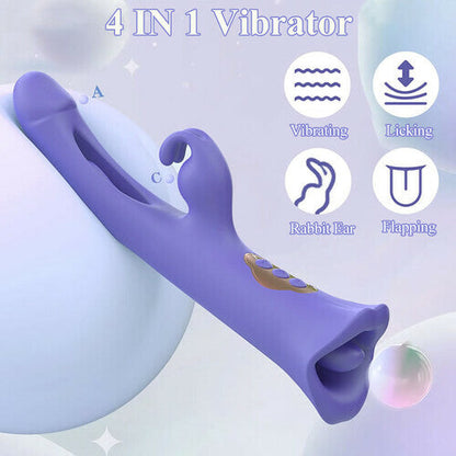 Acmejoy - Clit Nipple Anal Stimulation Rabbit Licking Vibrating Flapping 4 IN 1 Stimulator