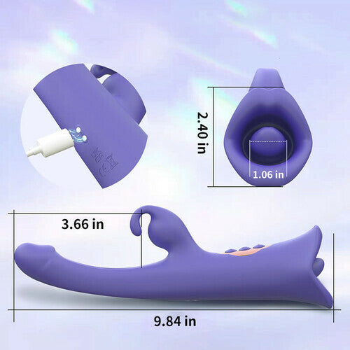 Acmejoy - Clit Nipple Anal Stimulation Rabbit Licking Vibrating Flapping 4 IN 1 Stimulator