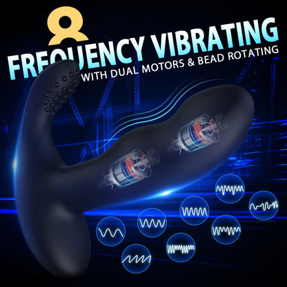 Black Vibrating Bead-rotating Prostate Massager