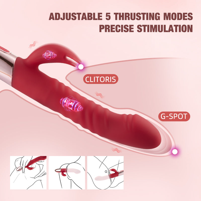 Acmejoy 3-IN-1 Retractable Burgundy Heated Vibrator