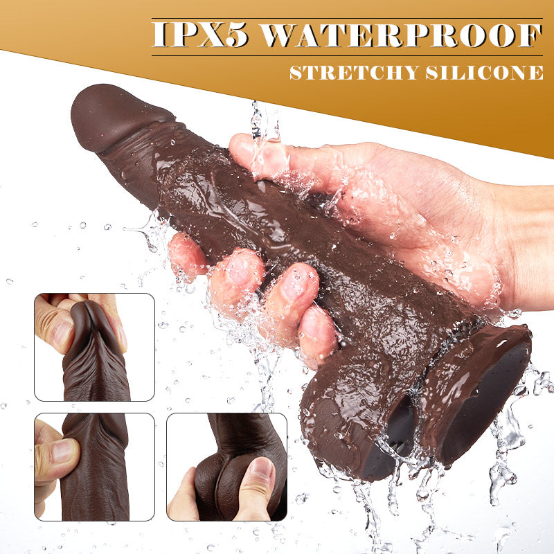 Black Warrior - 8.7 Inch Remote Control 5 Thrusting 10 Vibrating Rotating Dildo