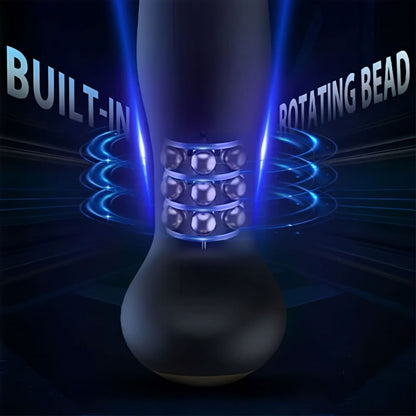 Black Vibrating Bead-rotating Prostate Massager