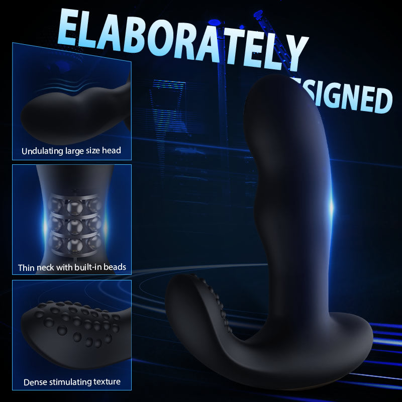 Black Vibrating Bead-rotating Prostate Massager