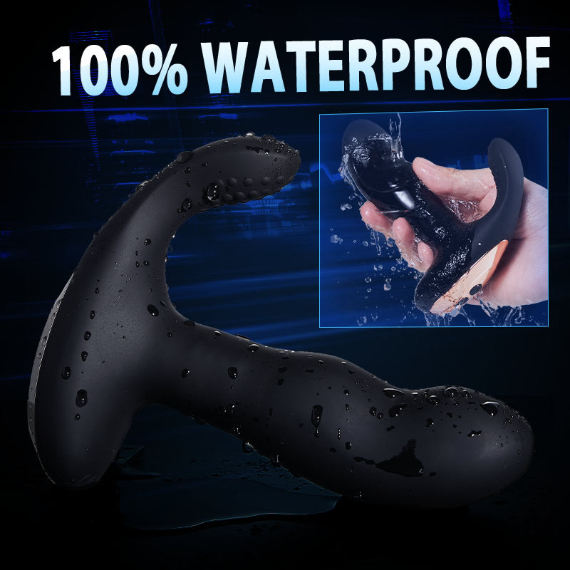 Black Vibrating Bead-rotating Prostate Massager