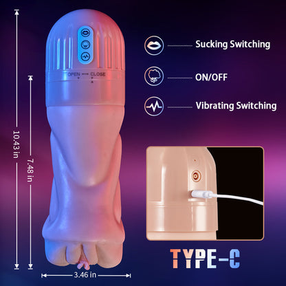 Acmejoy - Flash Vibrating APP Control Stroker and Beate Sucking Oral Swallowing Stroker Set