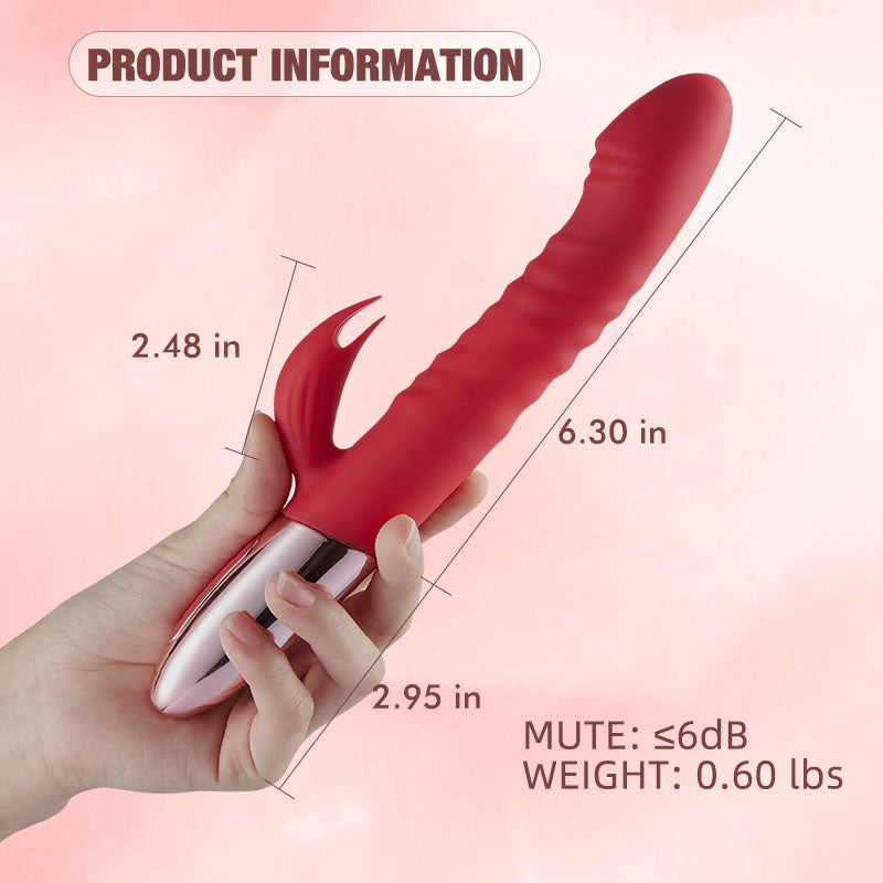 Acmejoy 3-IN-1 Retractable Burgundy Heated Vibrator