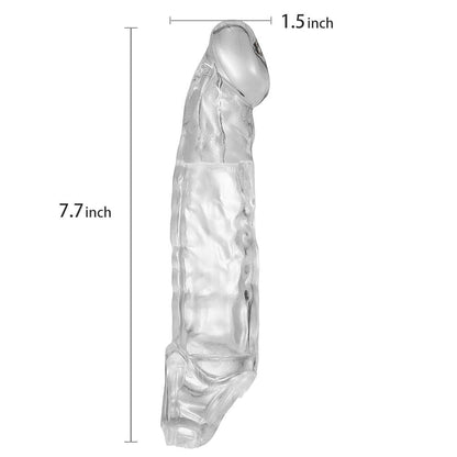 7.8'' Clear Textured Thicken Lengthen Penis Enhancement Sleeve