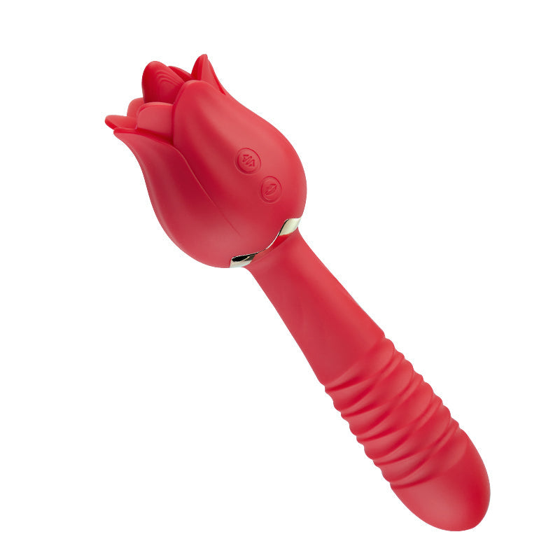 Acmejoy Red Rose Low Noise 5 Thrusting & Vibrating 7 Tongue Licking Vibrator